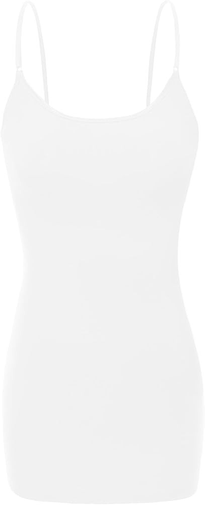Bozzolo Women's Ladies Adjustable Spaghetti Strap Basic Long Cami Tunic Tank Top | Amazon (US)