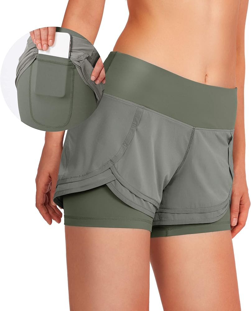 Soothfeel Womens Workout Running Shorts with Liner 2 in 1 Athletic Sports Shorts wit... | Amazon (US)