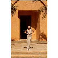 Mushroom Sheer Chiffon Cowl Neck Maxi Dress | PrettyLittleThing US