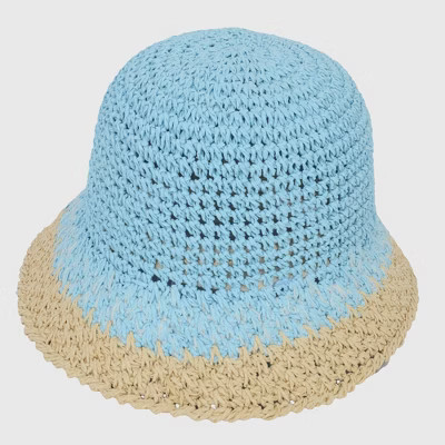 Anna-Kaci Women's Stylish Ombre Design Crochet Bucket Hat- Blue Beige | Target