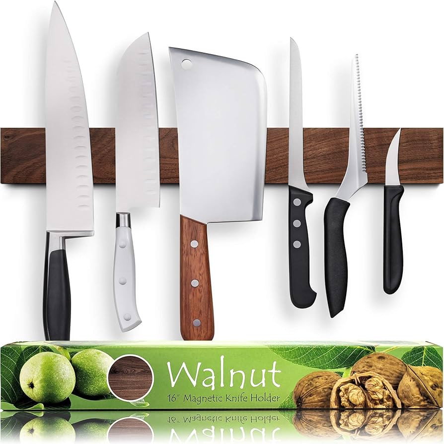 Premium Dark Walnut Wood Magnetic Knife Holder for Wall | 16 Inch | Upgraded Version | Profession... | Amazon (US)