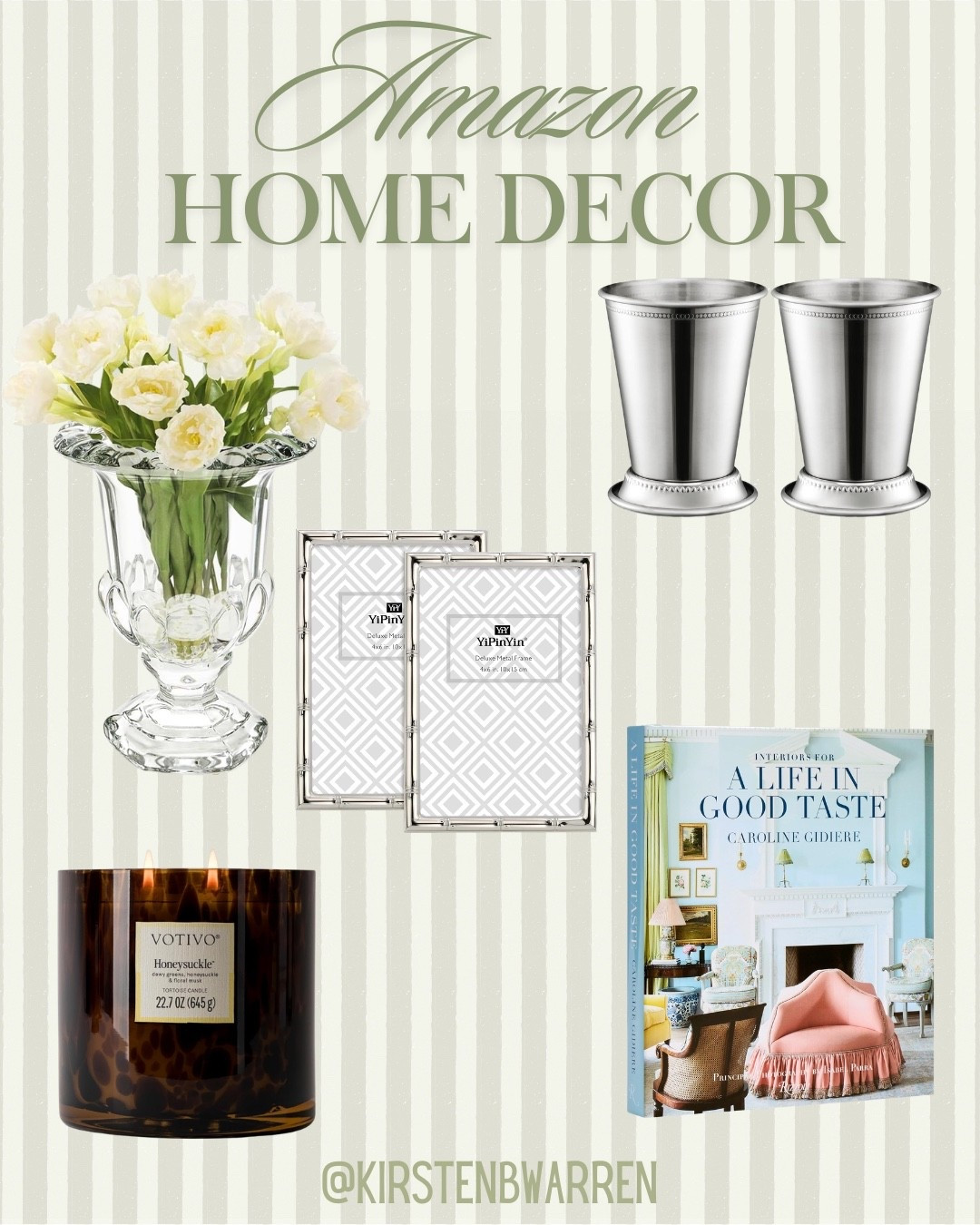 My fav Amazon home decor!! The mint julep cups are a life hack!! We use them for bud vases, tooth brush holders etc!

#LTKSeasonal #LTKHome