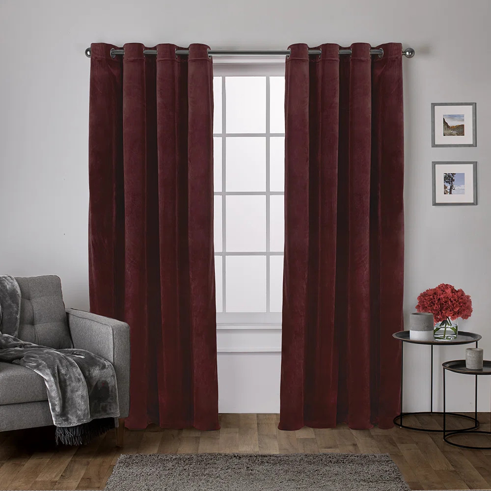 House of Hampton Cambra Velvet Solid Semi-Sheer Grommet Curtain Panels & Reviews - Wayfair Canada | Wayfair North America