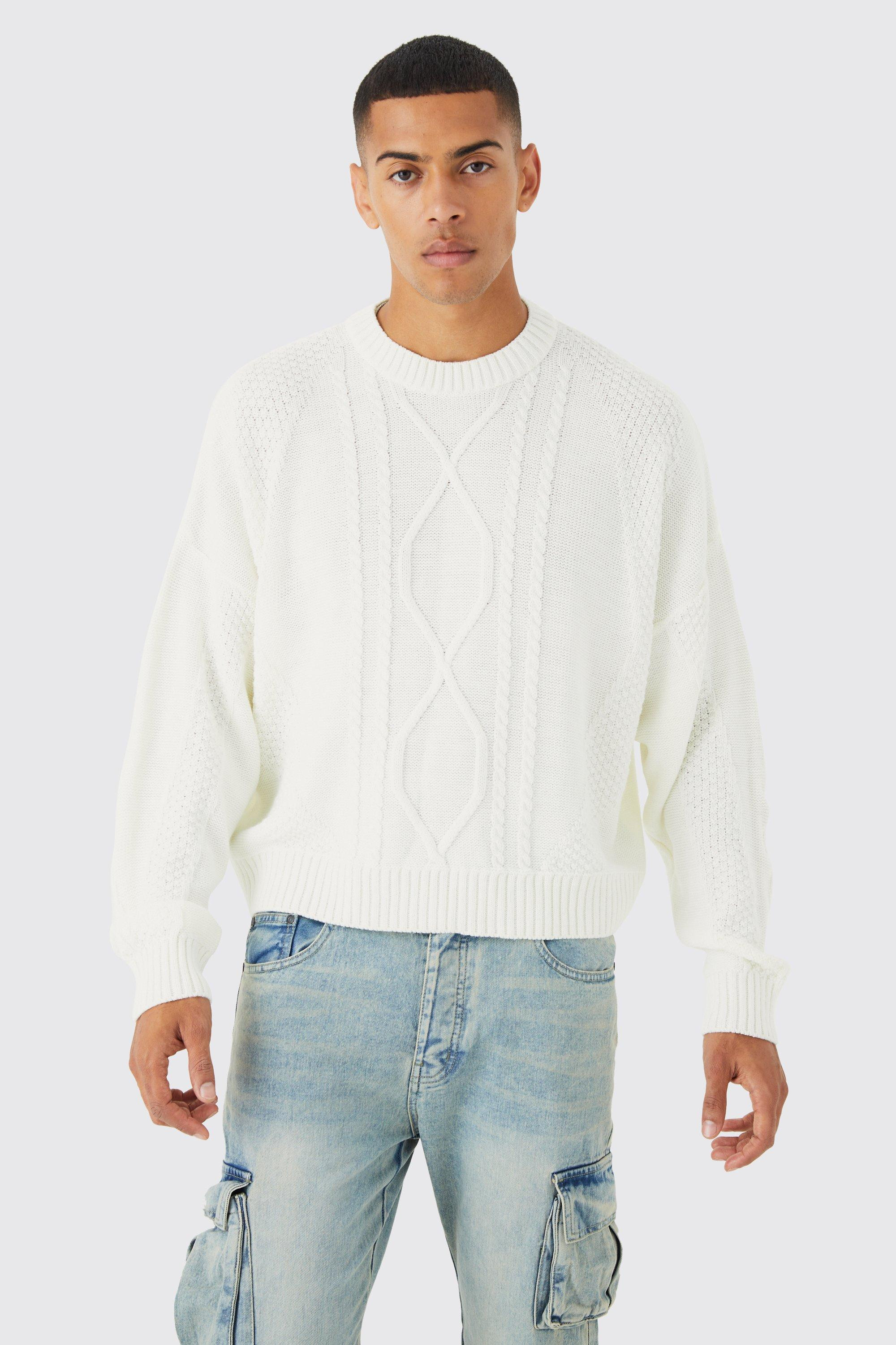 Boxy Cable Knit Jumper | boohooMAN (DE, IE & UK)