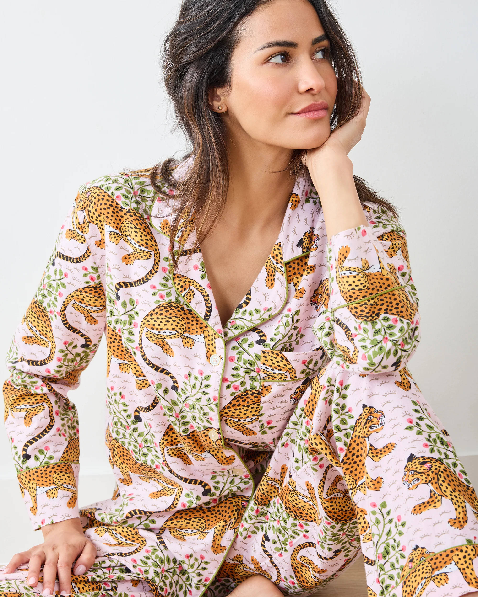 Bagheera - Lightweight Flannel Long PJ Set - Blush | Printfresh