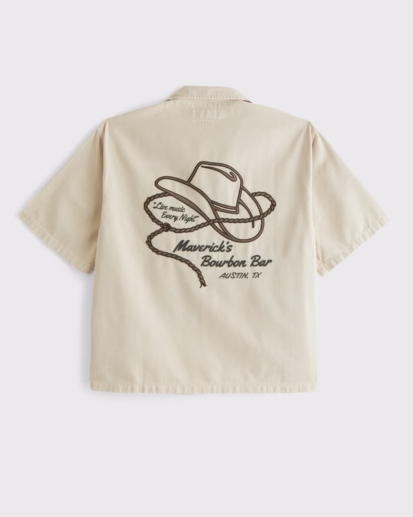 Men's Short-Sleeve Cropped Western Graphic Button-Up Shirt | Men's Clearance | Abercrombie.com | Abercrombie & Fitch (US)