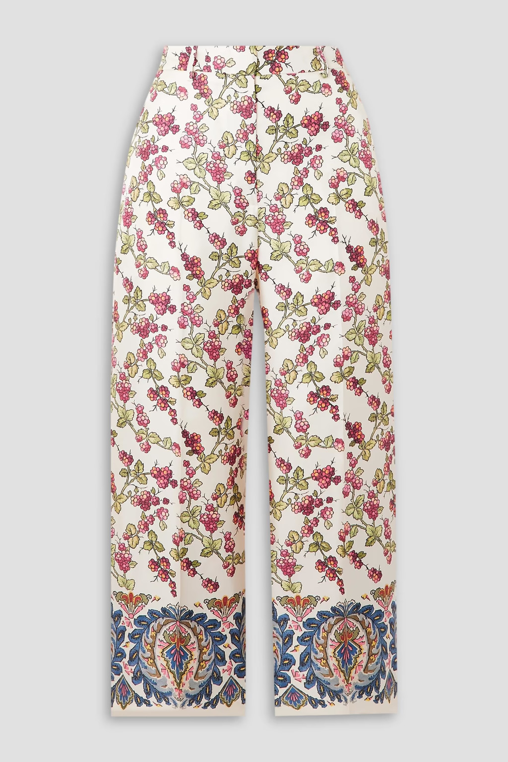 Cropped printed silk-twill straight-leg pants | The Outnet (US and CA)