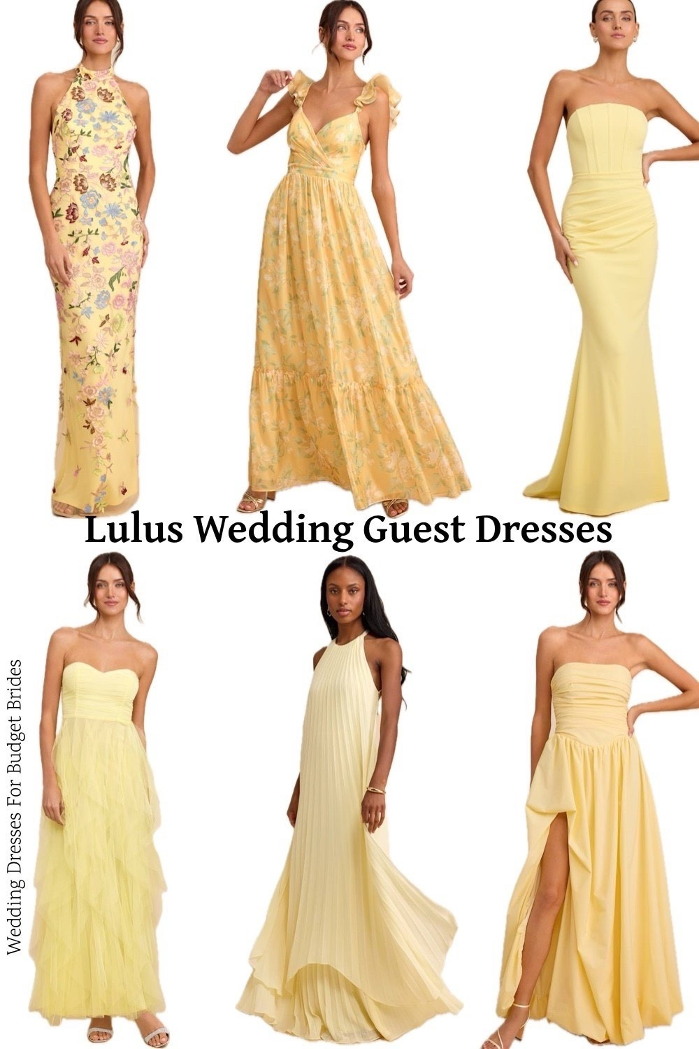 Yellow maxi wedding guest dresses at Lulus for a spring summer wedding. All under $140.

Special occasion dress, prom dress, wedding guest dress, formal dress, yellow full length dress, bridesmaid dress, bridal party dress, Lulus dress. 

#LTKSeasonal #LTKWedding