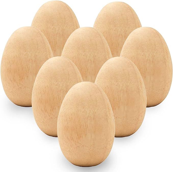 8PCS Unpainted Wood Easter Egg Shakers, Wooden Fake Eggs Maracas Musical Percussion Instruments D... | Amazon (US)