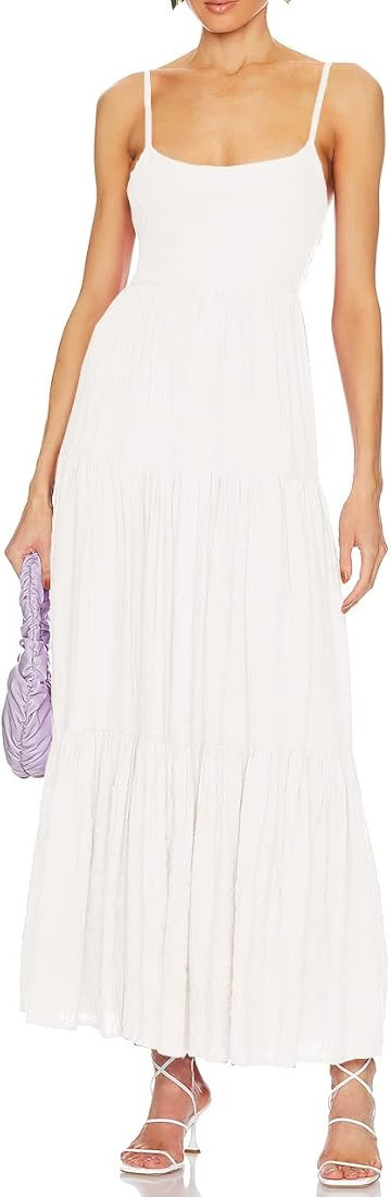 ALENDA DANMOS Women's Sleeveless Spaghetti Straps Loose Maxi Dress Drapey Backless Lacing Summer ... | Amazon (US)