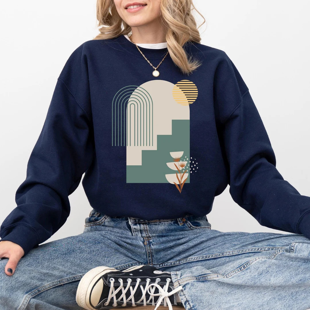 Abstract Sun and Flower T-shirt, Geometric Design Sweatshirt ,alternative Clothing, Artsy , Minim... | Etsy (US)