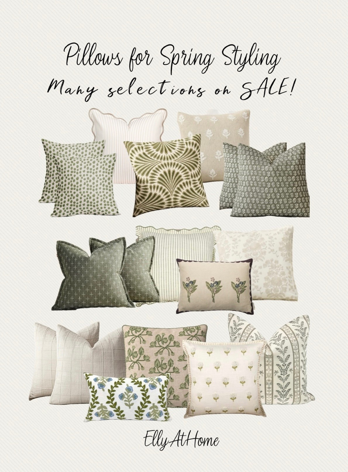 Throw pillows for spring styling! Some selections on sale! Greens and neutrals. Amazon, Pottery Barn, McGee & Co, Target . Free shipping  

#LTKHome #LTKSaleAlert