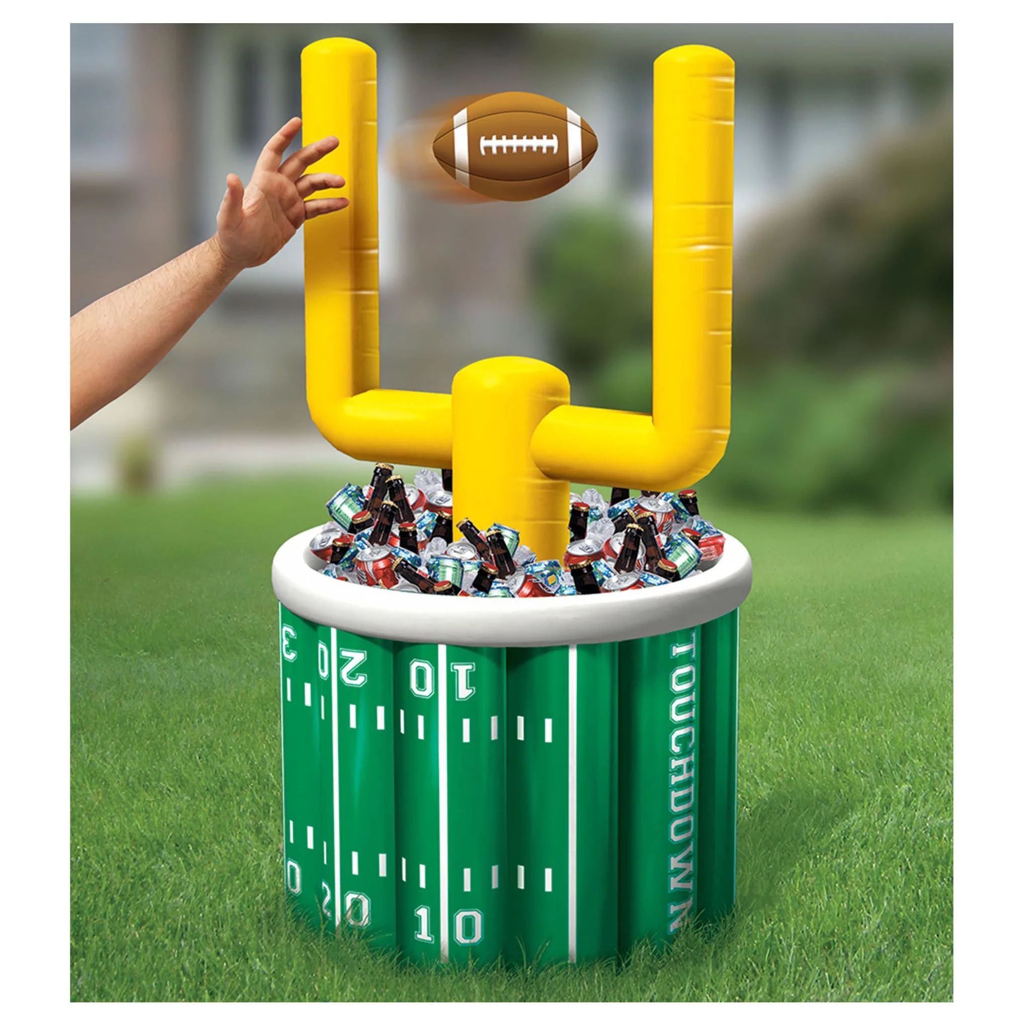 Jumbo Touchdown Goal Post 53" Inflatable Drink Cooler w Football, Green Yellow | Walmart (US)