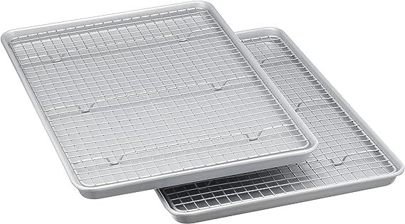 Amazon Basics Nonstick Baking Sheet & Cooling Rack Set, Half Sheet Size- 2 Pack | Amazon (US)