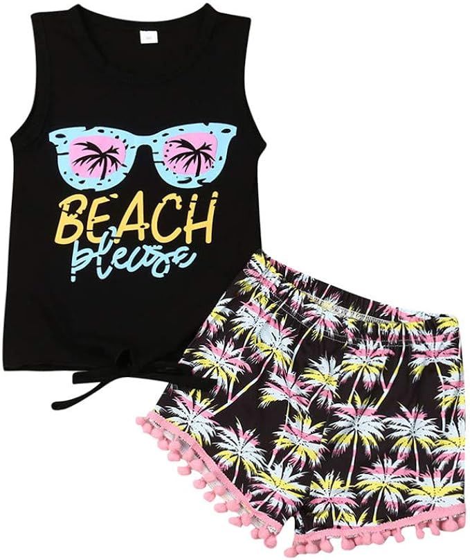 Toddler Baby Girl Boy Fringe Outfits Tank Top+Tassel Shorts+ Headband Summer Clothes Set | Amazon (US)