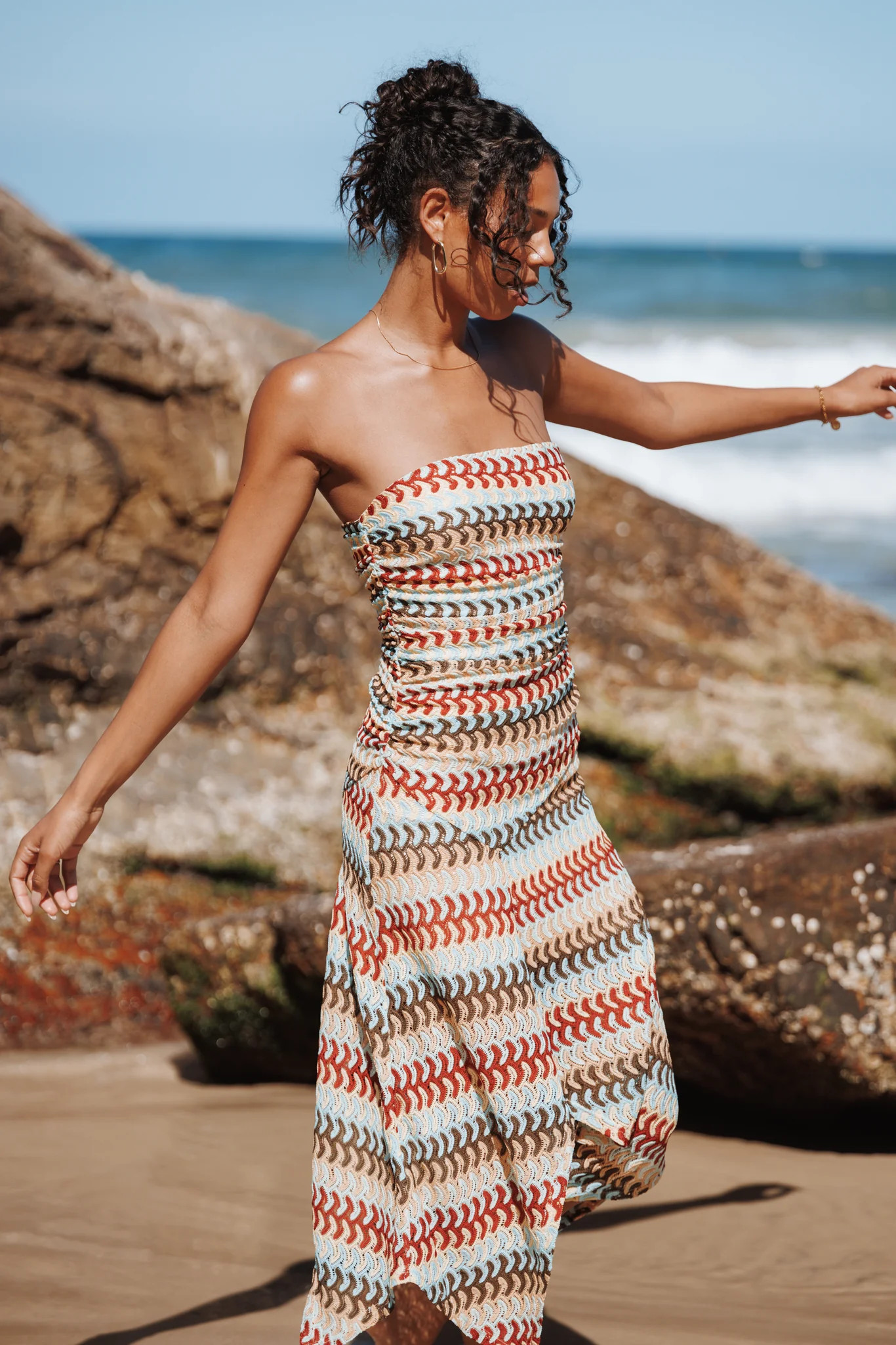 Navia Midi Dress - Multi Stripe | Petal & Pup (US)