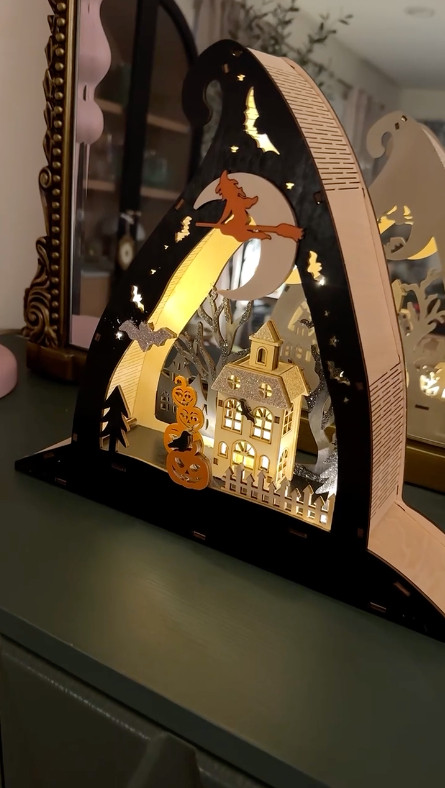 Close up of this adorable light up decor from Anthro!!🖤 Perfect for styling your mantle!!






Fall home decor, witch hat, seasonal, bats, lighting, festive, halloween decor, spooky season, shelli enright, stylenright

 

 #LTKSeasonal #LTKHome