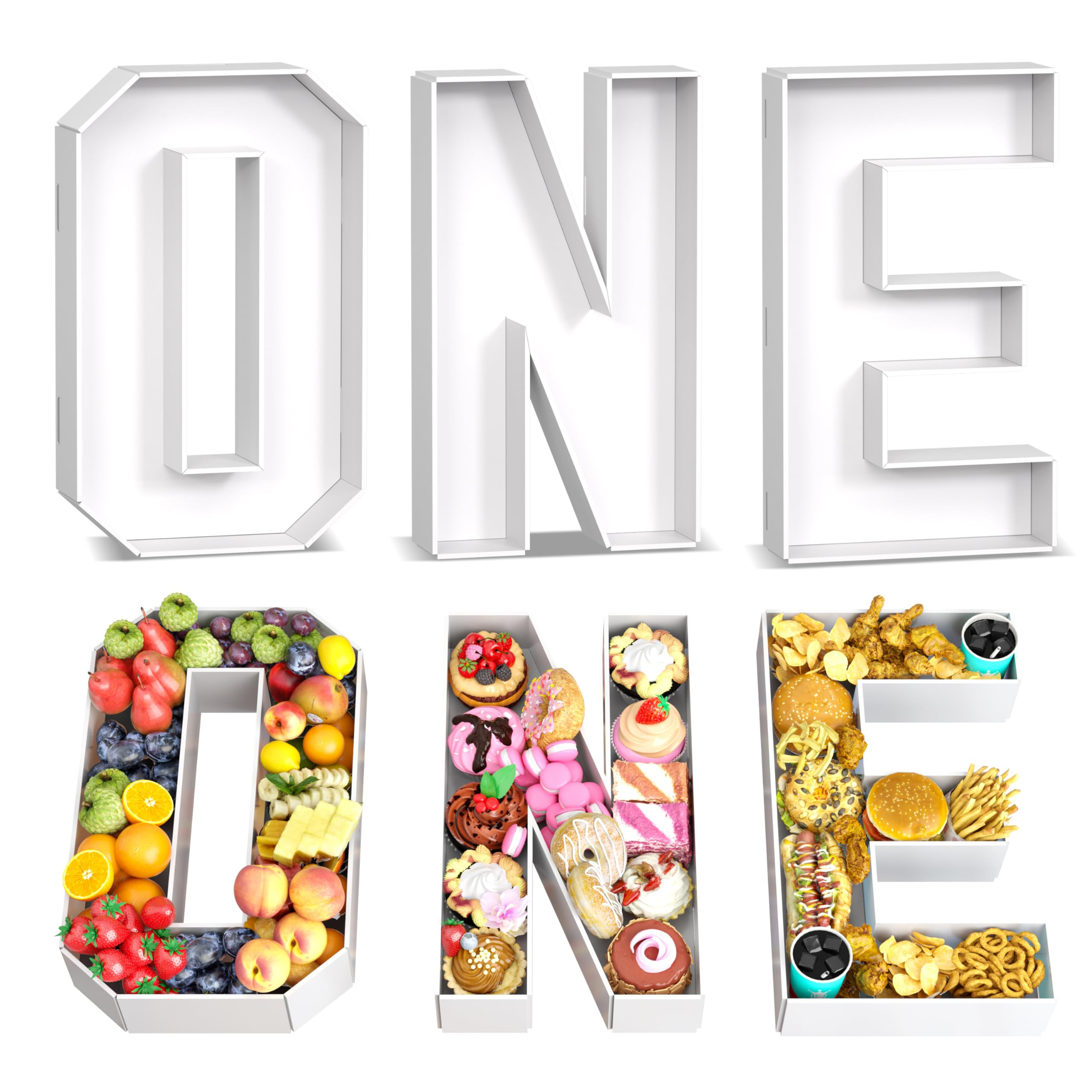 Paready Fillable Cardboard Letters ONE, 13.78'' Tray Charcuterie Board Letters ONE, White Letter ... | Amazon (US)