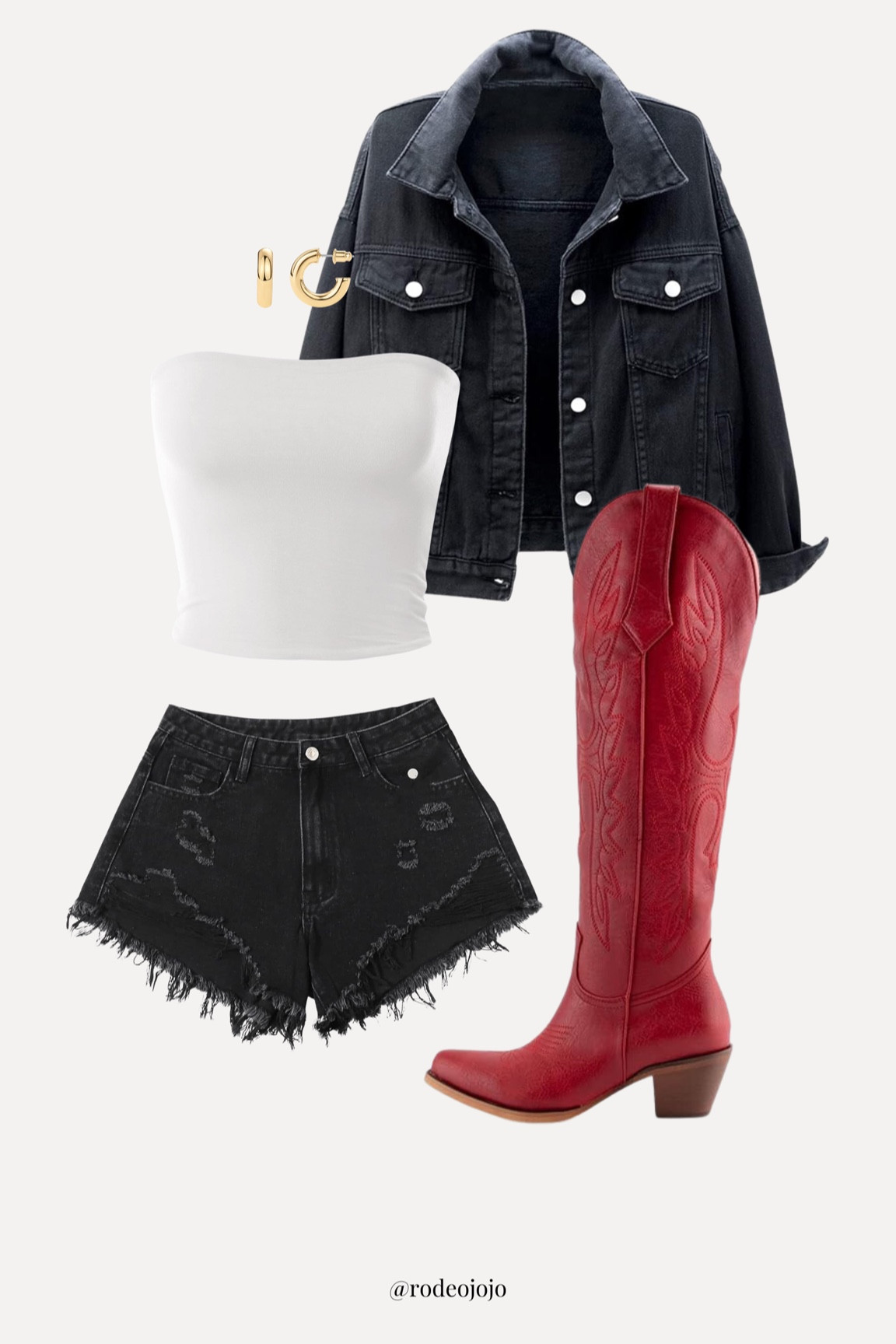 Casual concert outfit, western style, red cowboy boots, Canadian tuxedo, country concert outfit, festival outfit 

#LTKfindsunder100 #LTKstyletip #LTKFestival