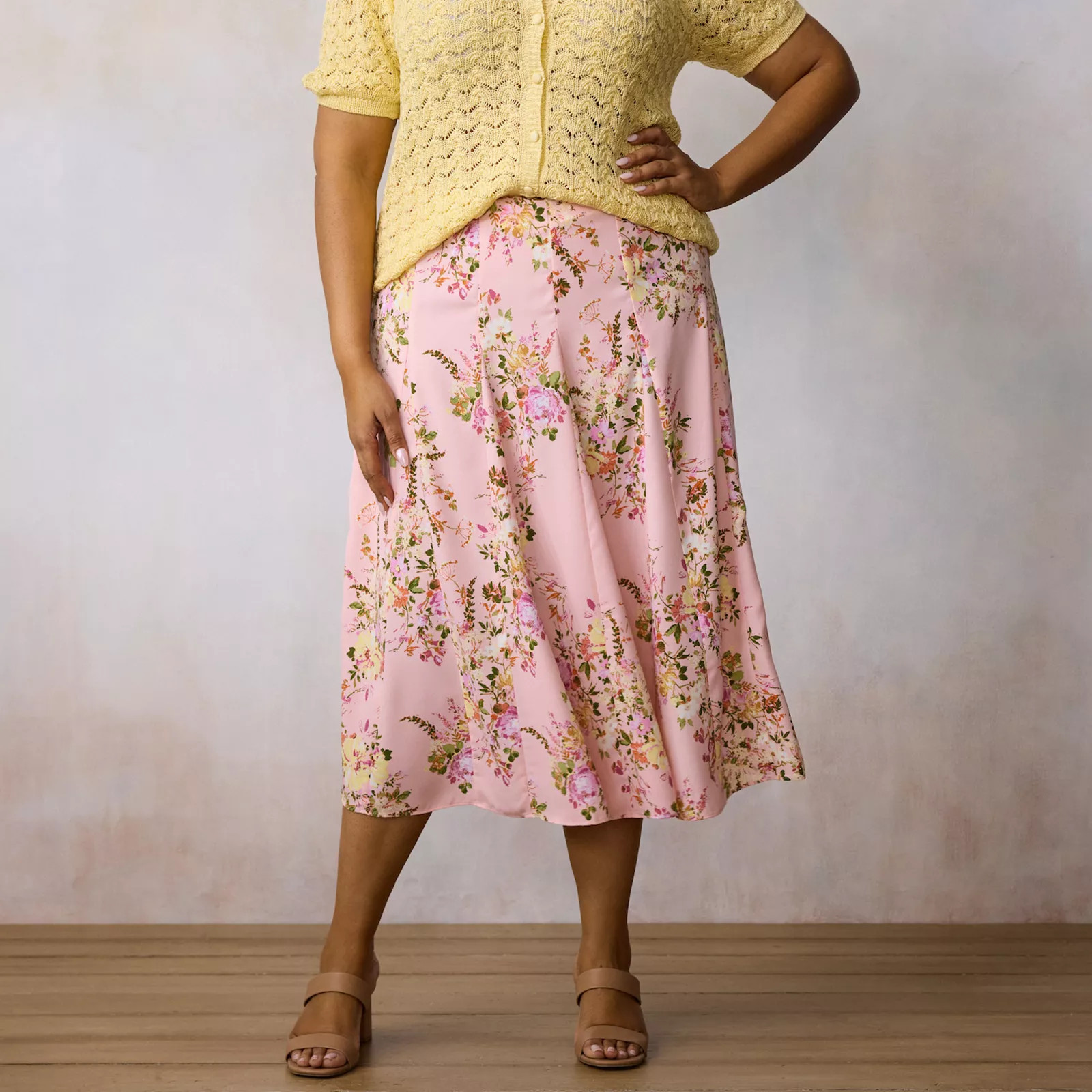 Plus Size LC Lauren Conrad High-Rise Godet Midi Skirt | Kohl's