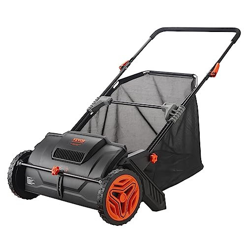 VEVOR Push Lawn Sweeper, 21inch Leaf & Grass Collector, Heavy Duty Thickened Steel Durable to Use with Large Capacity 3.5 cu. ft. Mesh Collection Hopper Bag, 2 Spinning Brushes | Amazon (US)