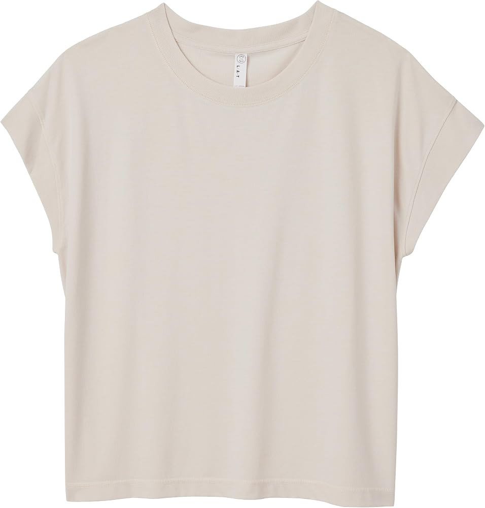 LAT Womens Relaxed Deep Crew Neck Drop Shoulder Short Sleeve Vintage Wash Jersey T-Shirt | Amazon (US)