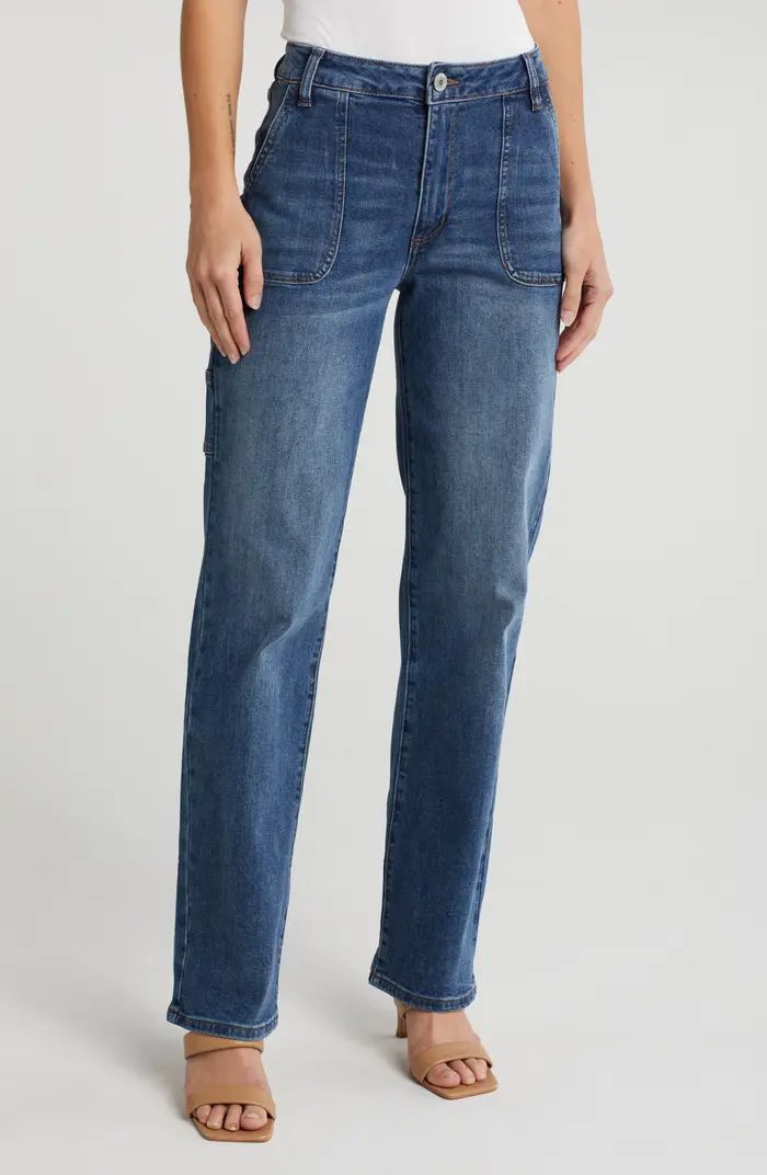 SEE THRU SOUL Allison High Waist Straight Leg Jeans | Nordstromrack | Nordstrom Rack