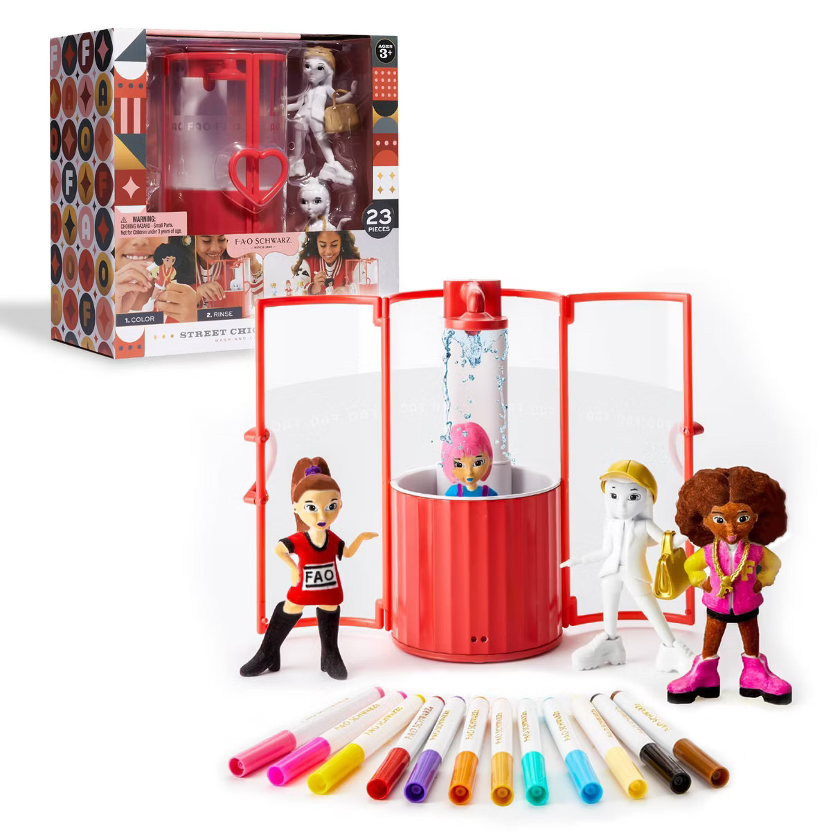 FAO Schwarz Street Chic Fashionistas Wash-And-Color Design Dolls 23pc | Target