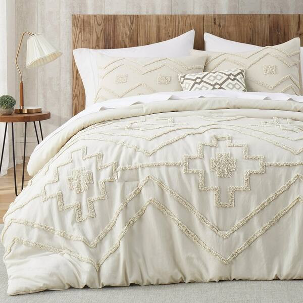 3 Pieces Boho Tufted Fluffy Bedding Set for All Seasons - Beige - King - 3 Piece | Bed Bath & Beyond