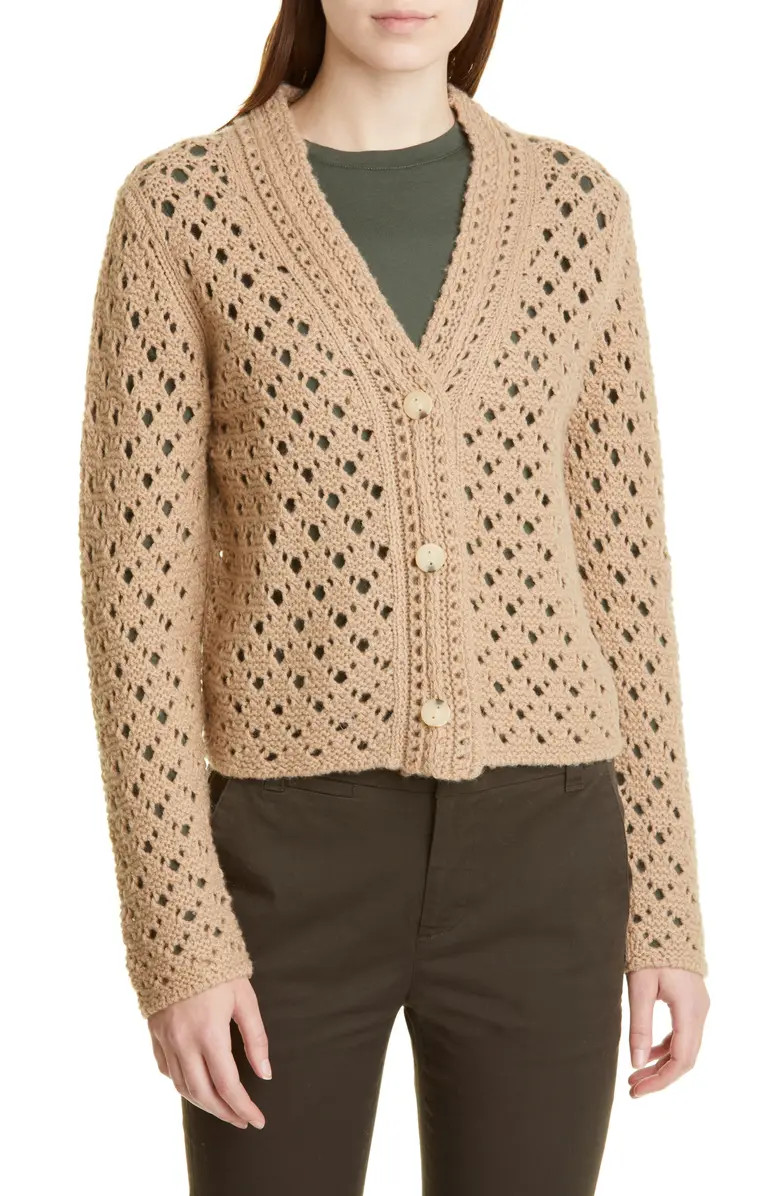 Wool & Cashmere Crochet Cardigan | Nordstrom