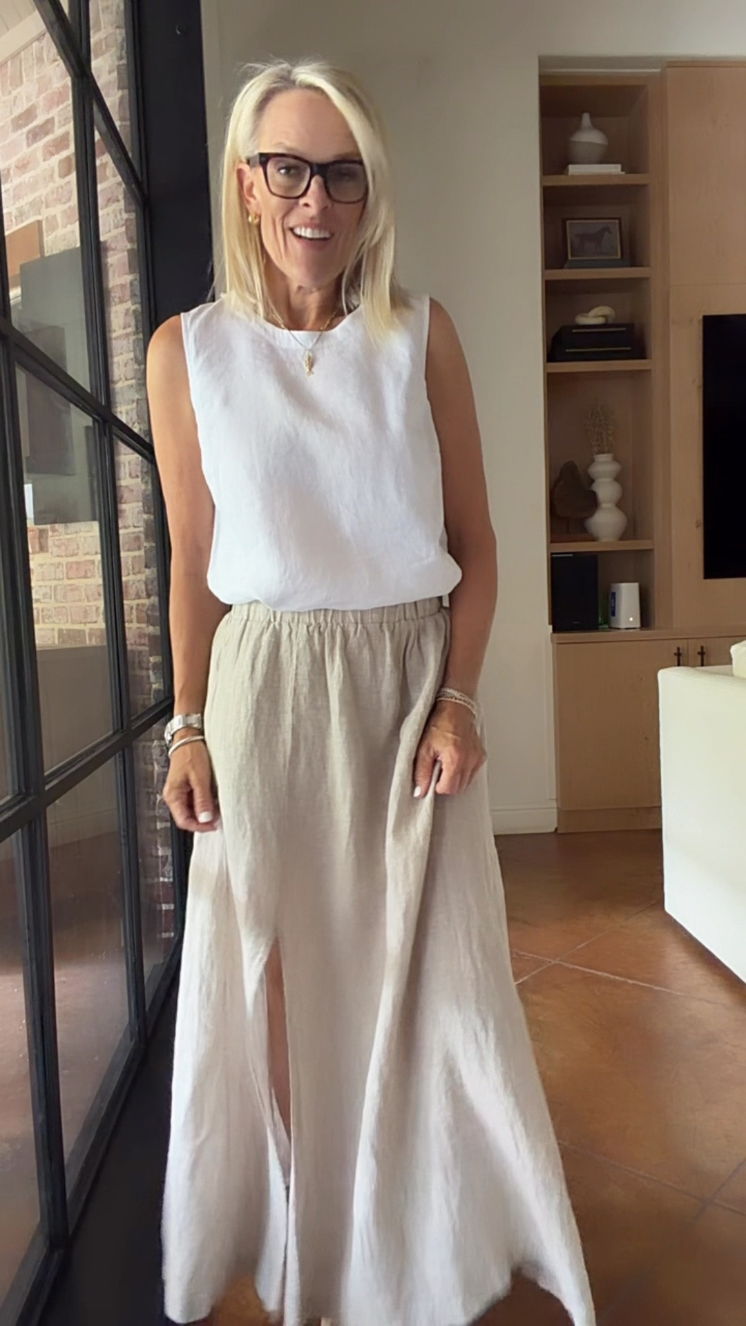 I wear this skirt alllll the time!! Several color options but love this flax
Wearing small 

@Quince #quincepartner

#LTKTravel #LTKOver40 #LTKootd