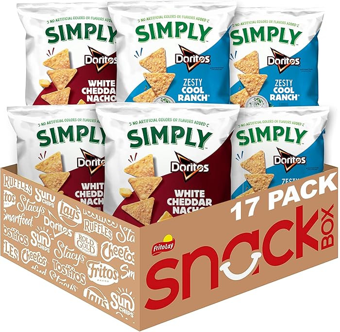 Simply, Doritos White Cheddar Nacho and Zesty Ranch Variety Pack, 0.875 Oz (Pack of 17) | Amazon (US)