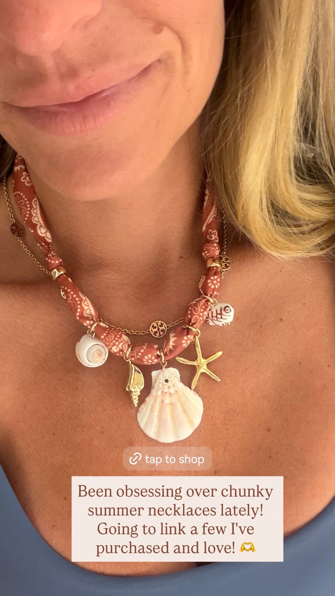 Been obsessing over chunky summer necklaces lately! 
Going to link a few I've purchased and love! 🫶