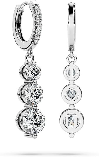 Moissanite Three-stone Diamond Drop Earrings for Women S925 Rodium Vermeil Sterling Silver Trilog... | Amazon (US)