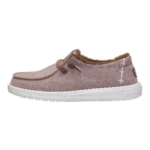HEYDUDE Wendy Wool Cozy Walnut Size 8, Women’s Shoes, Slip-on Loafers, Comfortable & Light-Weight | Amazon (US)