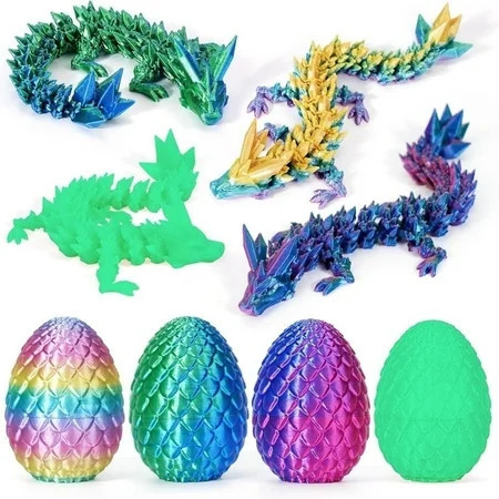 SHUWND 4PCS 3D Printed Dragon 3D Easter Eggs with Dragon Inside, Mini Easter Eggs Fidget Toy 3D Articulated Crystal Dragon Eggs Mystery Dragon Egg Easter Basket Stuffers Surprise | Walmart (US)