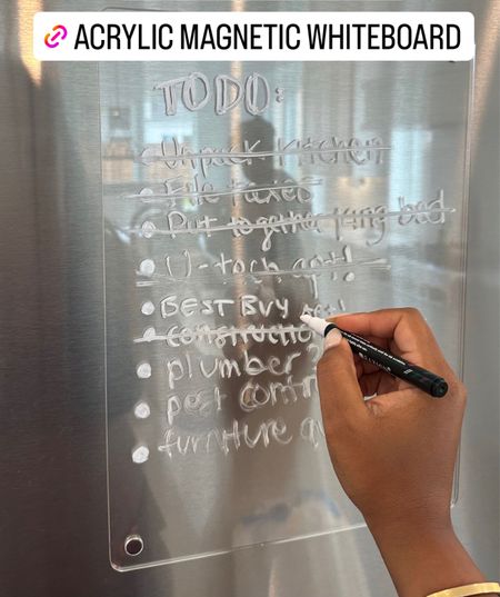 I love list to stay organized and this board on my fridge helps me keep track of everything in my kitchen!

#LTKhome #LTKFind