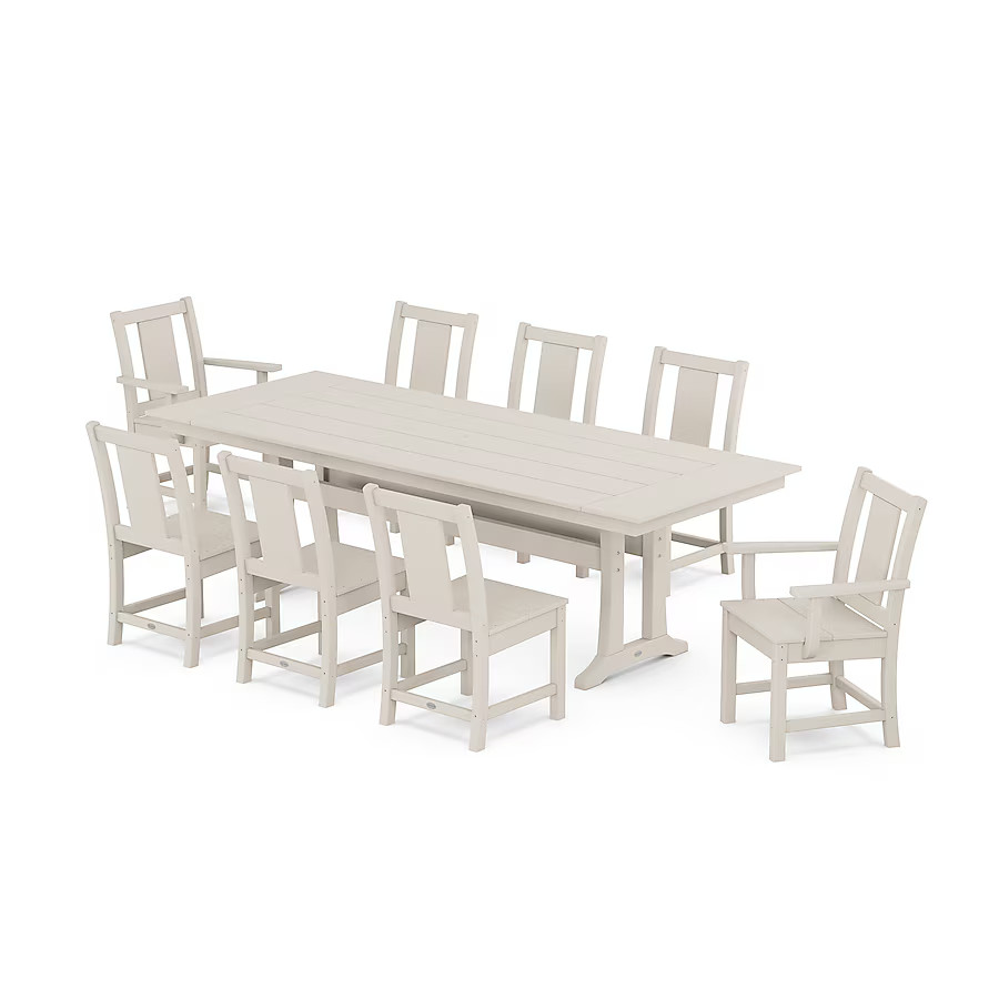 POLYWOOD Prairie 9 -Piece Sand Patio Dining Set Plastic Rectangle Table with 8 Stationary Chairs | Lowe's