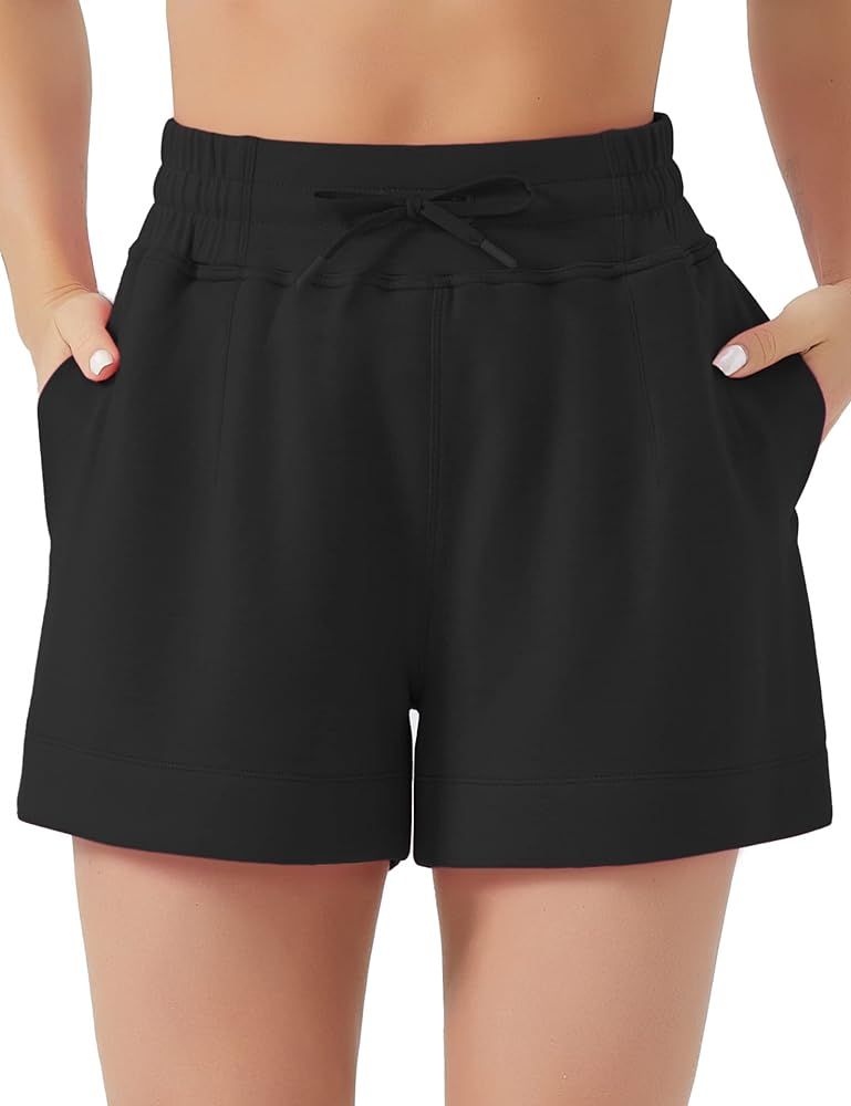 THE GYM PEOPLE Women's Drawstring Sweat Shorts High Waisted Summer Workout Lounge Shorts with Poc... | Amazon (US)