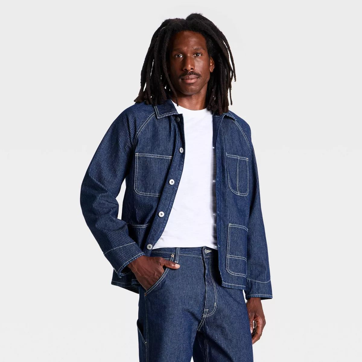 Men's Denim Chore Jacket - Goodfellow & Co\u2122 Dark Indigo S | Target