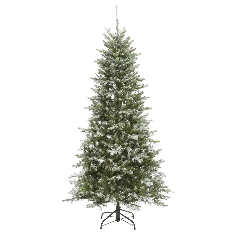 Snowy Morgan Slim 6'6" Green Spruce Artificial Christmas Tree with 1300 Color & Clear Lights | Wayfair North America