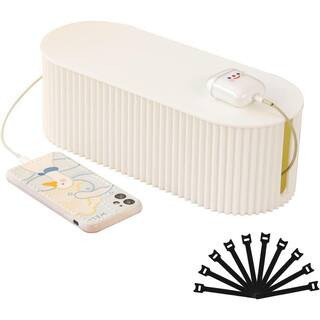 1.09 ft. Cable Management Box with 10 Cable Ties, Organizer Box for Power Strips and Surge Protectors in White | The Home Depot