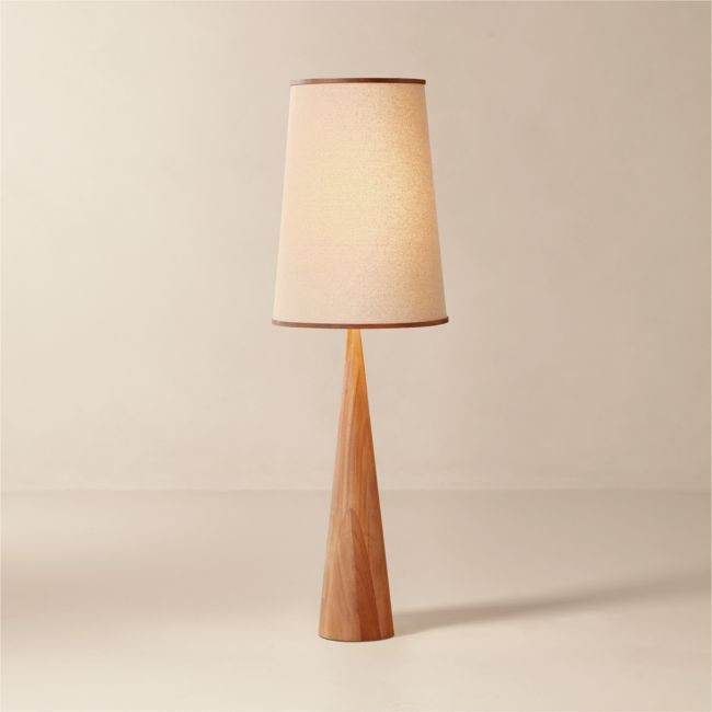 Bruna Walnut Wood and Linen Floor Lamp | CB2