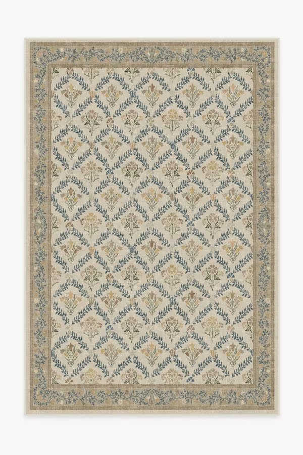 Morris & Co. Bellflowers Ivory & Gold Tufted Rug | Ruggable