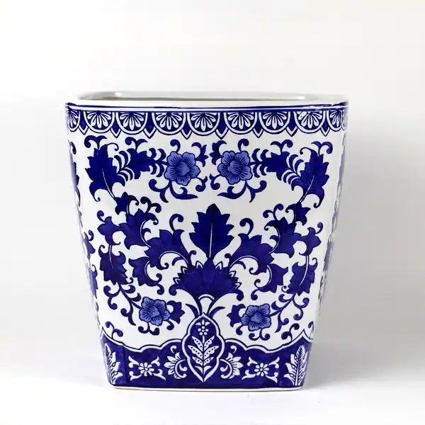 ClayBarn Blue and White Ceramic Camelia Garden Planter - 15 x 13.5 x 14 | Bed Bath & Beyond