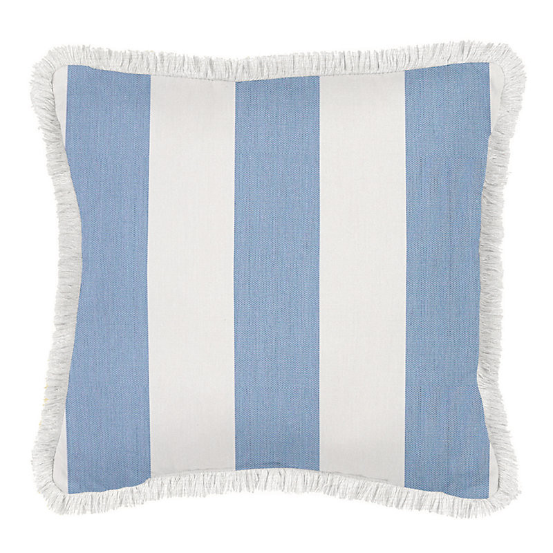 Canopy Stripe Sunbrella Fringed Outdoor Pillow - Black/Sand, Sand, 12" x 20" - Ballard Designs | Ballard Designs, Inc.