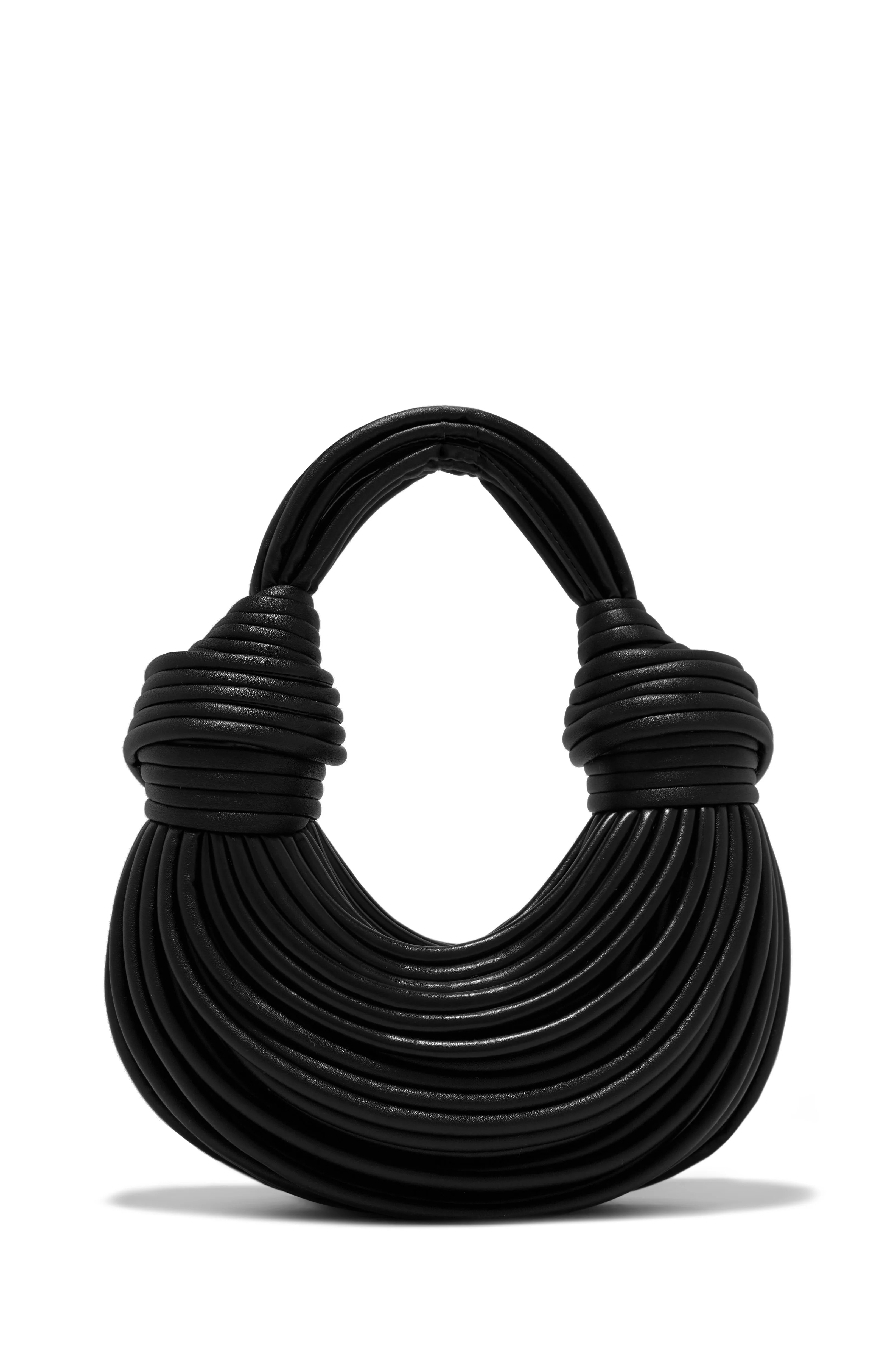 Miss Lola | Azelie Black Double Knot Spaghetti Handbag | MISS LOLA