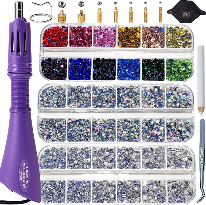 GLOCTO bedazzler kit with Rhinestones hot fix applicator Tool with 5,000 Pieces of Rhinestones, T... | Amazon (US)