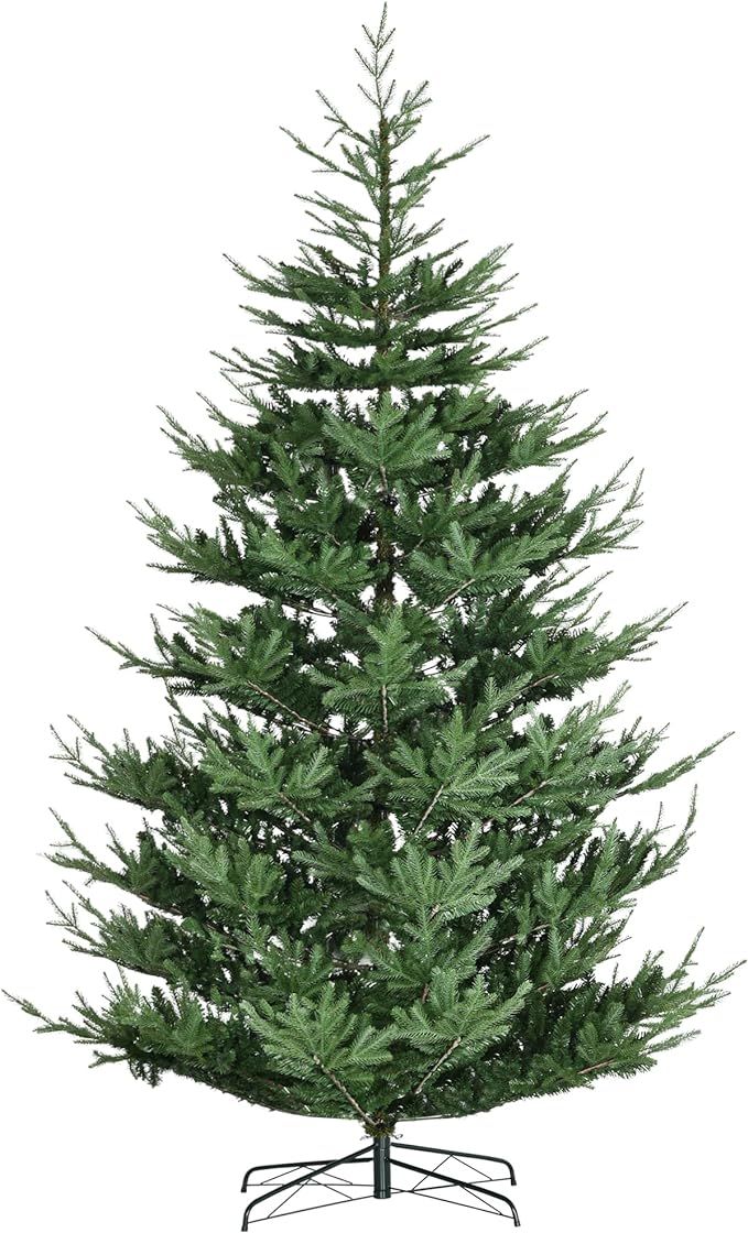 HOMCOM 9 Foot Artificial Christmas Tree, Pine Hinged Xmas Tree with Realistic Branches, Steel Bas... | Amazon (US)