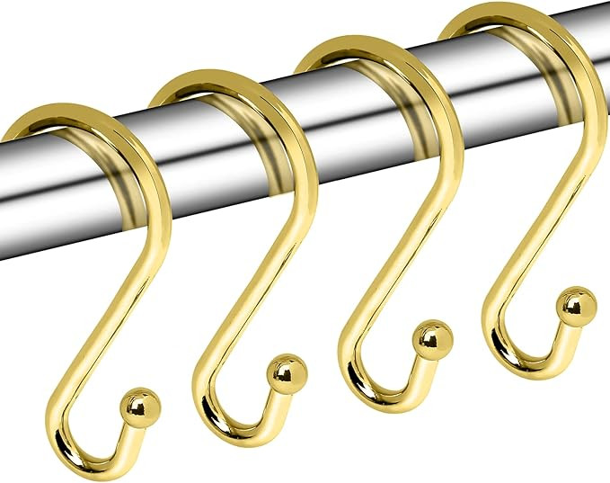 Metal Shower Curtain Hooks, Set of 12, Rust Proof Shower Curtain Hooks Rings, Durable S Shaped Ho... | Amazon (US)
